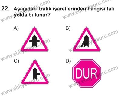 10 Ekim 2015 Tarihli Sürücü Adayları Sınavı K Kitapçığı 22. Soru