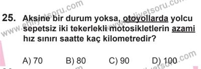 10 Ekim 2015 Tarihli Sürücü Adayları Sınavı K Kitapçığı 25. Soru