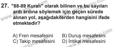 10 Ekim 2015 Tarihli Sürücü Adayları Sınavı K Kitapçığı 27. Soru