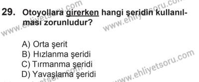 10 Ekim 2015 Tarihli Sürücü Adayları Sınavı K Kitapçığı 29. Soru