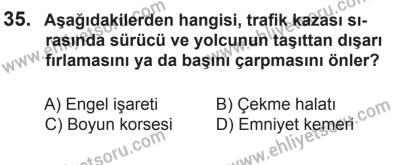 10 Ekim 2015 Tarihli Sürücü Adayları Sınavı K Kitapçığı 35. Soru