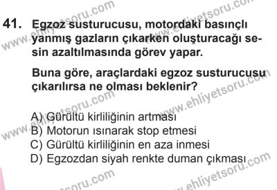 10 Ekim 2015 Tarihli Sürücü Adayları Sınavı K Kitapçığı 41. Soru