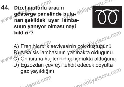 10 Ekim 2015 Tarihli Sürücü Adayları Sınavı K Kitapçığı 44. Soru