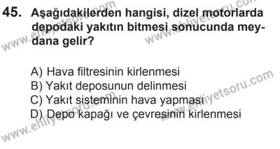 10 Ekim 2015 Tarihli Sürücü Adayları Sınavı K Kitapçığı 45. Soru