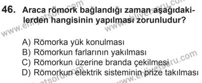10 Ekim 2015 Tarihli Sürücü Adayları Sınavı K Kitapçığı 46. Soru