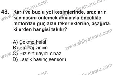 10 Ekim 2015 Tarihli Sürücü Adayları Sınavı K Kitapçığı 48. Soru