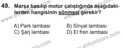 10 Ekim 2015 Tarihli Sürücü Adayları Sınavı K Kitapçığı 49. Soru