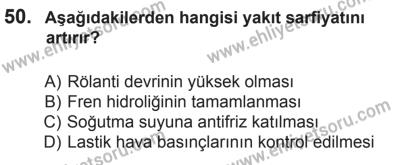 10 Ekim 2015 Tarihli Sürücü Adayları Sınavı K Kitapçığı 50. Soru