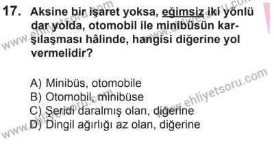 10 Ekim 2015 Tarihli Sürücü Adayları Sınavı L Kitapçığı 17. Soru