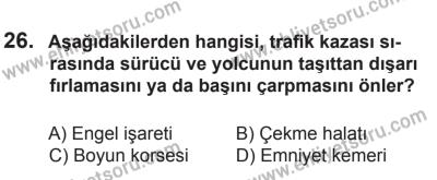 10 Ekim 2015 Tarihli Sürücü Adayları Sınavı L Kitapçığı 26. Soru