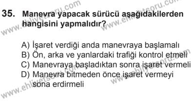 10 Ekim 2015 Tarihli Sürücü Adayları Sınavı L Kitapçığı 35. Soru