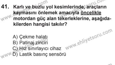 10 Ekim 2015 Tarihli Sürücü Adayları Sınavı L Kitapçığı 41. Soru