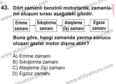10 Ekim 2015 Tarihli Sürücü Adayları Sınavı L Kitapçığı 43. Soru