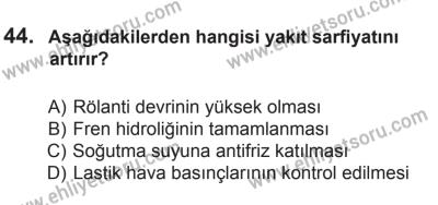 10 Ekim 2015 Tarihli Sürücü Adayları Sınavı L Kitapçığı 44. Soru