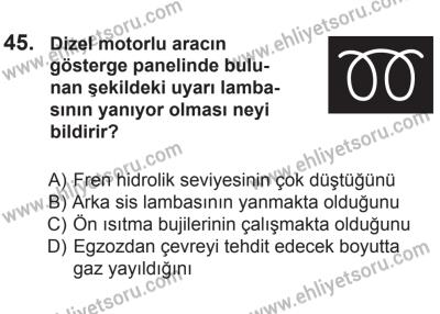 10 Ekim 2015 Tarihli Sürücü Adayları Sınavı L Kitapçığı 45. Soru