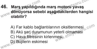 10 Ekim 2015 Tarihli Sürücü Adayları Sınavı L Kitapçığı 46. Soru