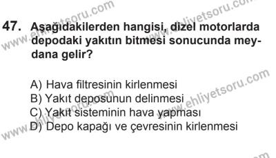 10 Ekim 2015 Tarihli Sürücü Adayları Sınavı L Kitapçığı 47. Soru