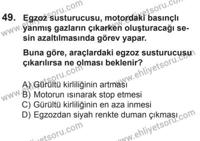 10 Ekim 2015 Tarihli Sürücü Adayları Sınavı L Kitapçığı 49. Soru