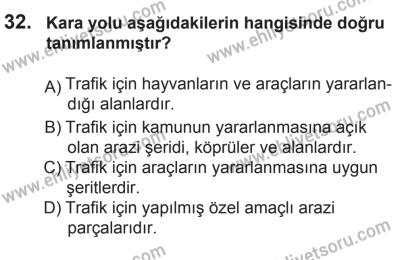 10 Ekim 2015 Tarihli Sürücü Adayları Sınavı M Kitapçığı 32. Soru