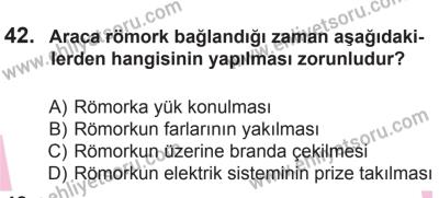 10 Ekim 2015 Tarihli Sürücü Adayları Sınavı M Kitapçığı 42. Soru