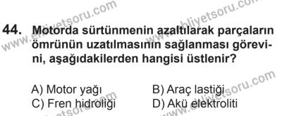 10 Ekim 2015 Tarihli Sürücü Adayları Sınavı M Kitapçığı 44. Soru