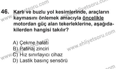 10 Ekim 2015 Tarihli Sürücü Adayları Sınavı M Kitapçığı 46. Soru