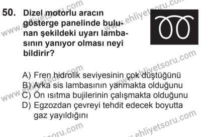 10 Ekim 2015 Tarihli Sürücü Adayları Sınavı M Kitapçığı 50. Soru