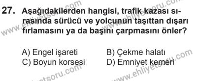 10 Ekim 2015 Tarihli Sürücü Adayları Sınavı N Kitapçığı 27. Soru