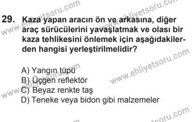 10 Ekim 2015 Tarihli Sürücü Adayları Sınavı N Kitapçığı 29. Soru