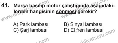 10 Ekim 2015 Tarihli Sürücü Adayları Sınavı N Kitapçığı 41. Soru