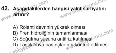10 Ekim 2015 Tarihli Sürücü Adayları Sınavı N Kitapçığı 42. Soru