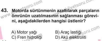 10 Ekim 2015 Tarihli Sürücü Adayları Sınavı N Kitapçığı 43. Soru