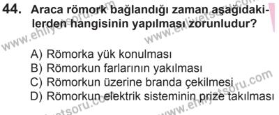 10 Ekim 2015 Tarihli Sürücü Adayları Sınavı N Kitapçığı 44. Soru