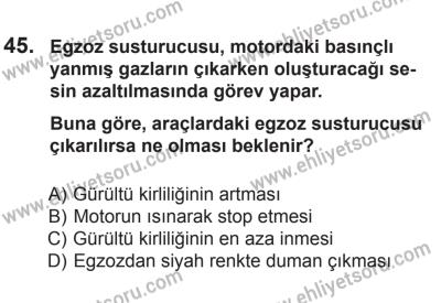 10 Ekim 2015 Tarihli Sürücü Adayları Sınavı N Kitapçığı 45. Soru