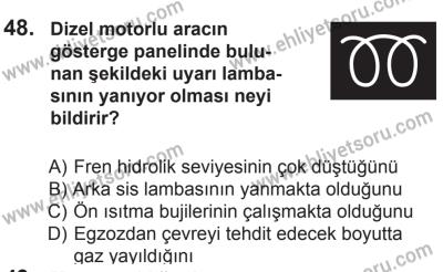 10 Ekim 2015 Tarihli Sürücü Adayları Sınavı N Kitapçığı 48. Soru