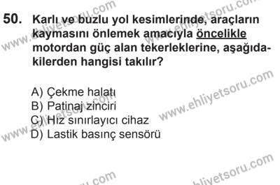 10 Ekim 2015 Tarihli Sürücü Adayları Sınavı N Kitapçığı 50. Soru