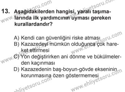 10 Ocak 2015 Tarihli Sürücü Adayları Sınavı K Kitapçığı 13. Soru