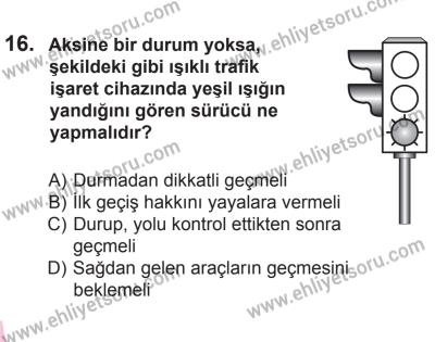 10 Ocak 2015 Tarihli Sürücü Adayları Sınavı K Kitapçığı 16. Soru