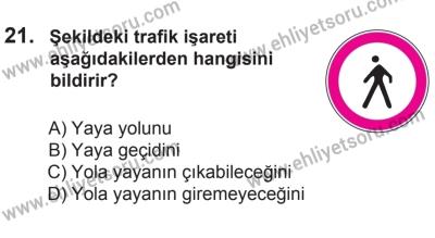 10 Ocak 2015 Tarihli Sürücü Adayları Sınavı K Kitapçığı 21. Soru