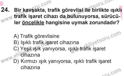 10 Ocak 2015 Tarihli Sürücü Adayları Sınavı K Kitapçığı 24. Soru