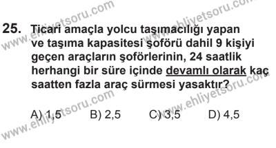 10 Ocak 2015 Tarihli Sürücü Adayları Sınavı K Kitapçığı 25. Soru