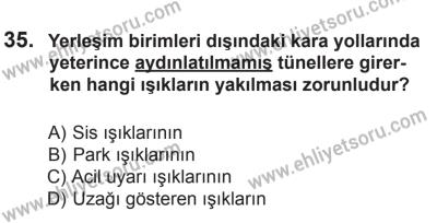 10 Ocak 2015 Tarihli Sürücü Adayları Sınavı K Kitapçığı 35. Soru