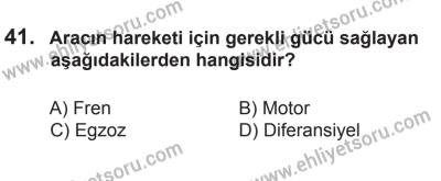 10 Ocak 2015 Tarihli Sürücü Adayları Sınavı K Kitapçığı 41. Soru