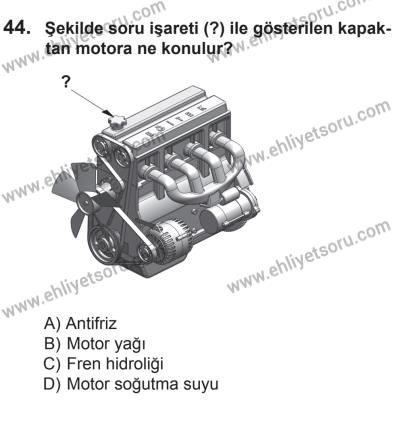 10 Ocak 2015 Tarihli Sürücü Adayları Sınavı K Kitapçığı 44. Soru