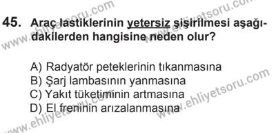 10 Ocak 2015 Tarihli Sürücü Adayları Sınavı K Kitapçığı 45. Soru