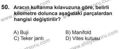 10 Ocak 2015 Tarihli Sürücü Adayları Sınavı K Kitapçığı 50. Soru