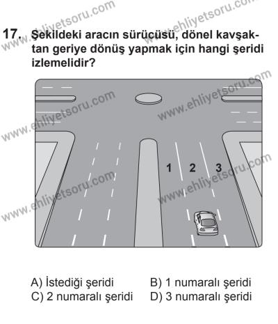 10 Ocak 2015 Tarihli Sürücü Adayları Sınavı L Kitapçığı 17. Soru