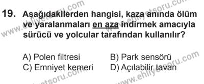 10 Ocak 2015 Tarihli Sürücü Adayları Sınavı L Kitapçığı 19. Soru