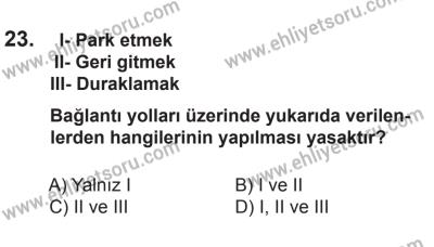 10 Ocak 2015 Tarihli Sürücü Adayları Sınavı L Kitapçığı 23. Soru