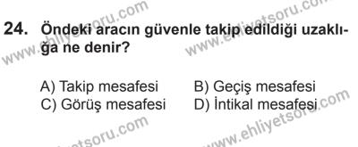 10 Ocak 2015 Tarihli Sürücü Adayları Sınavı L Kitapçığı 24. Soru